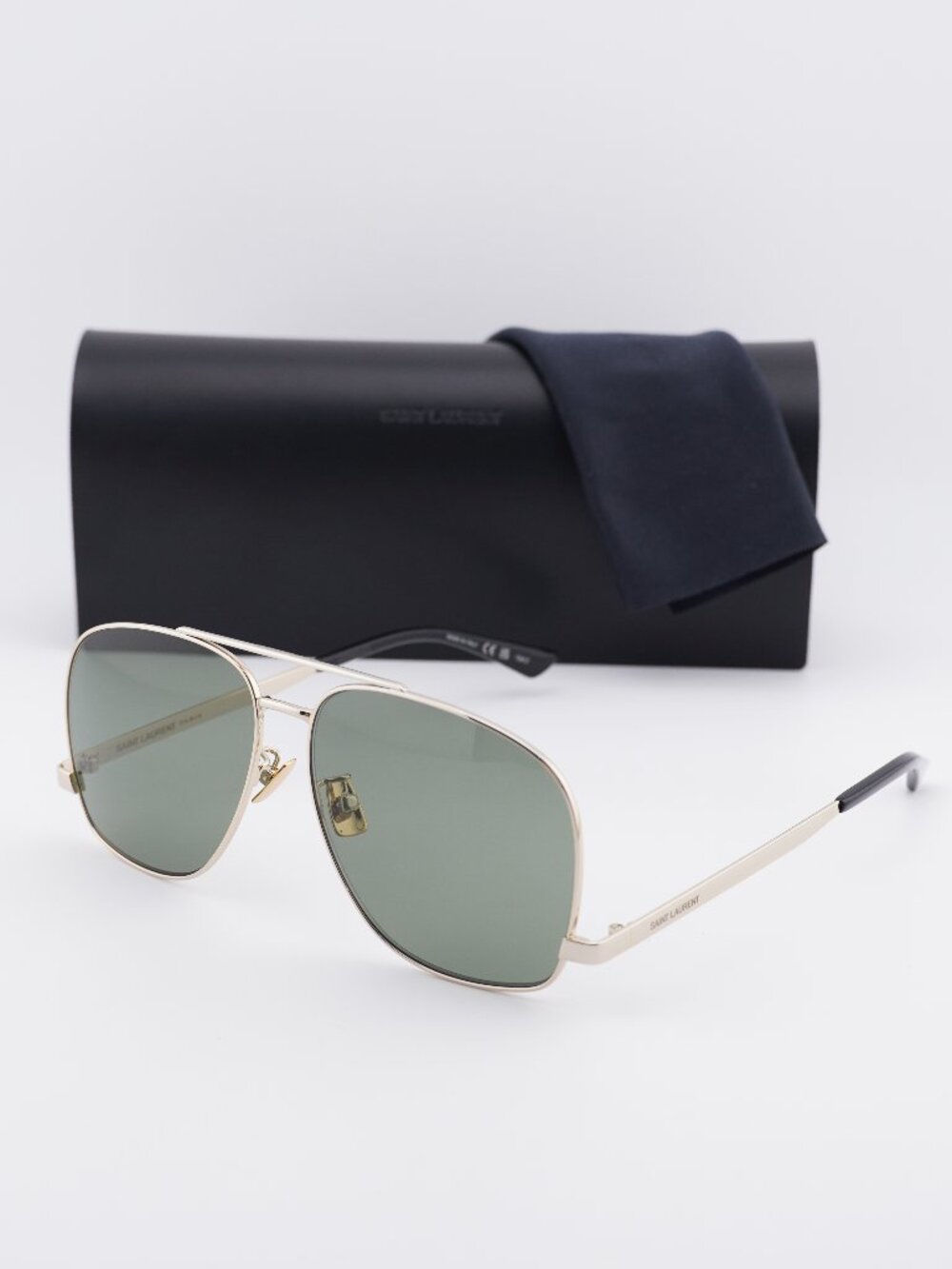 Saint Laurent SL653 LEON 003 Aviator Sunglasses - Gold / Green
